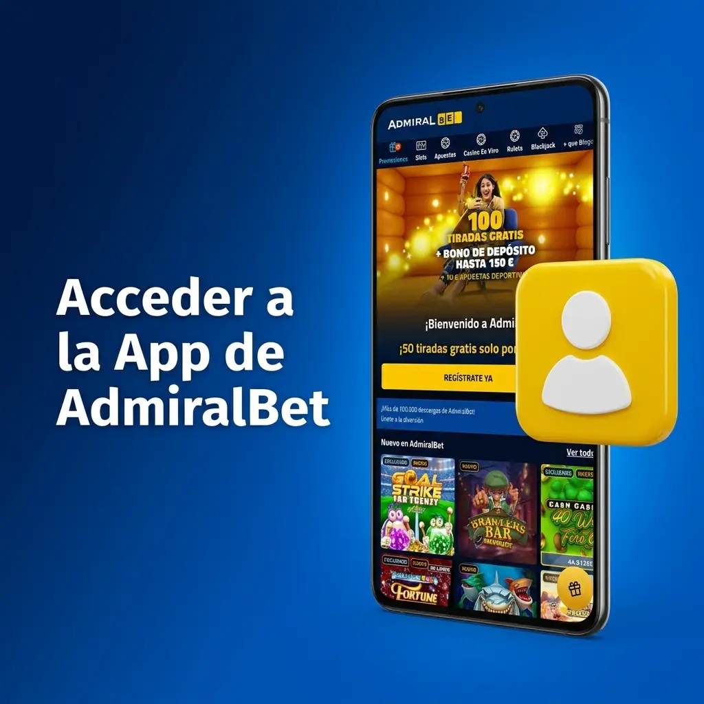 Usuario iniciando sesión en la app AdmiralBet con acceso biométrico por huella dactilar en smartphone