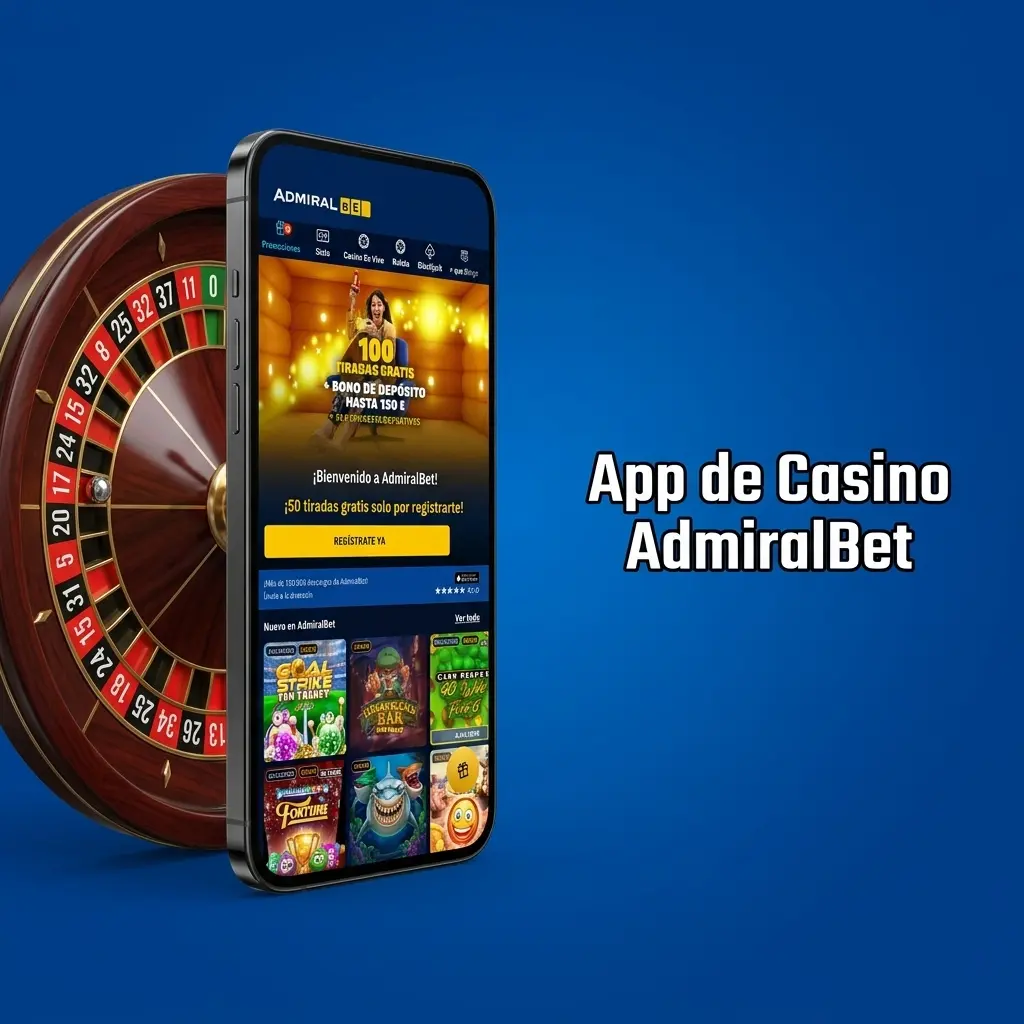 App de casino AdmiralBet en móvil con slots, ruleta y blackjack en vivo de Novomatic, Evolution y NetEnt