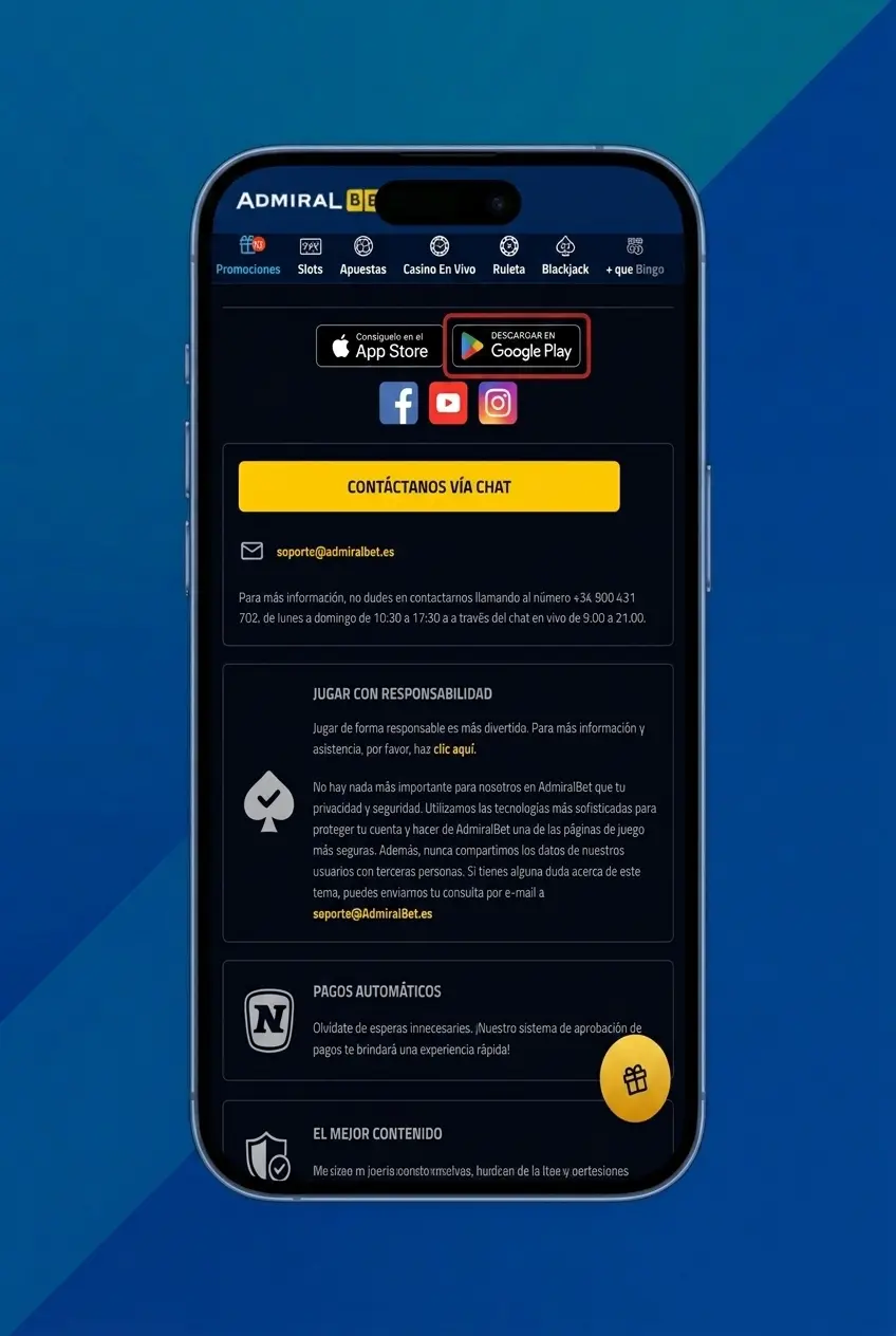 Guía para descargar e instalar el APK de AdmiralBet en dispositivos Android 5.0 o superior