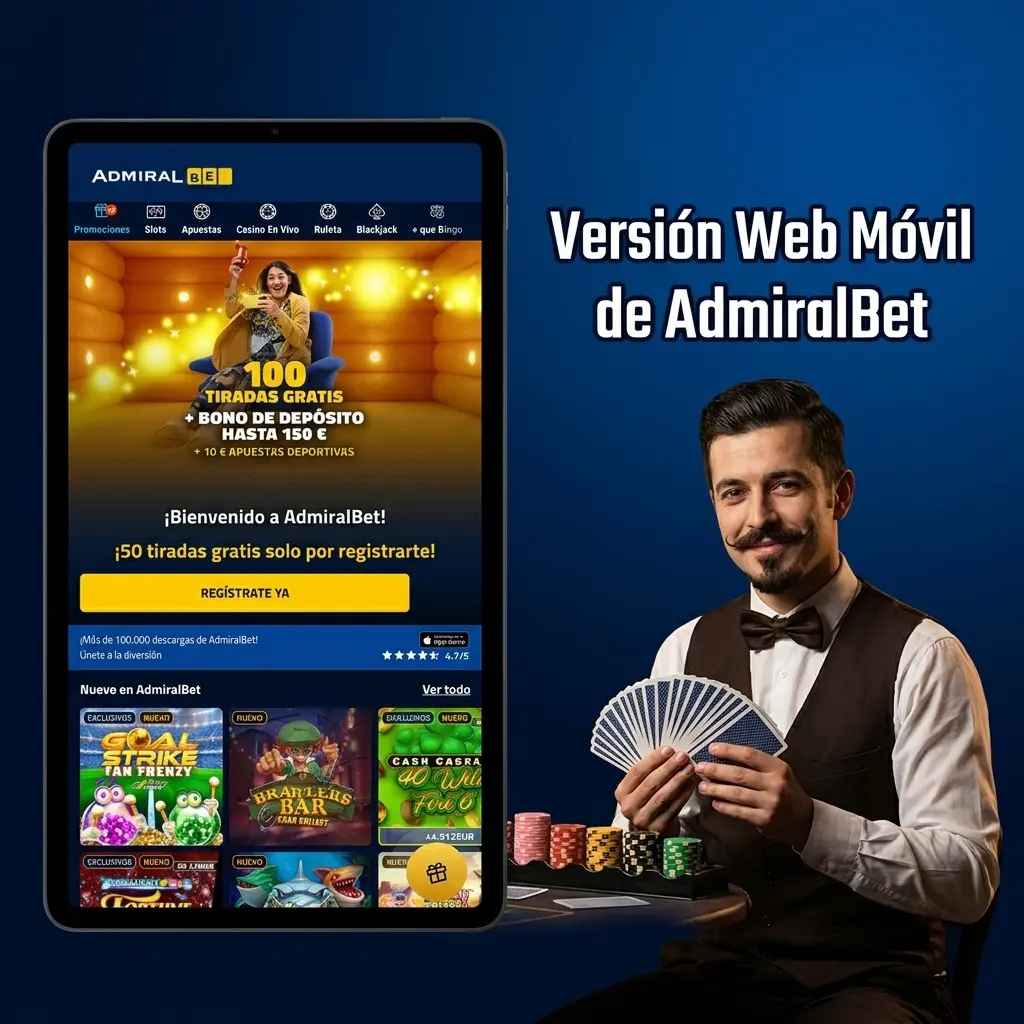 Versión web móvil de AdmiralBet en España: acceso sin instalación, sincronización de cuenta y compatibilidad total