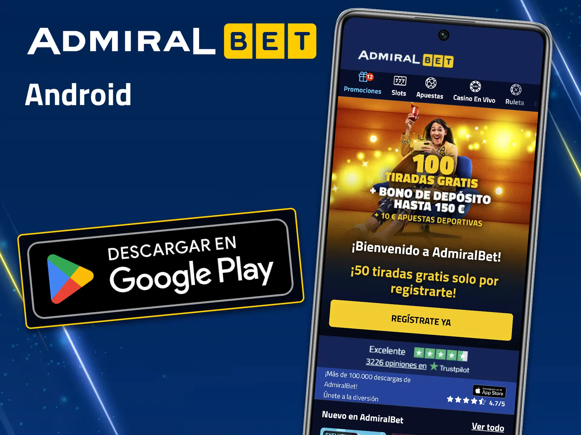 Instala la aplicación AdmiralBet en Android.