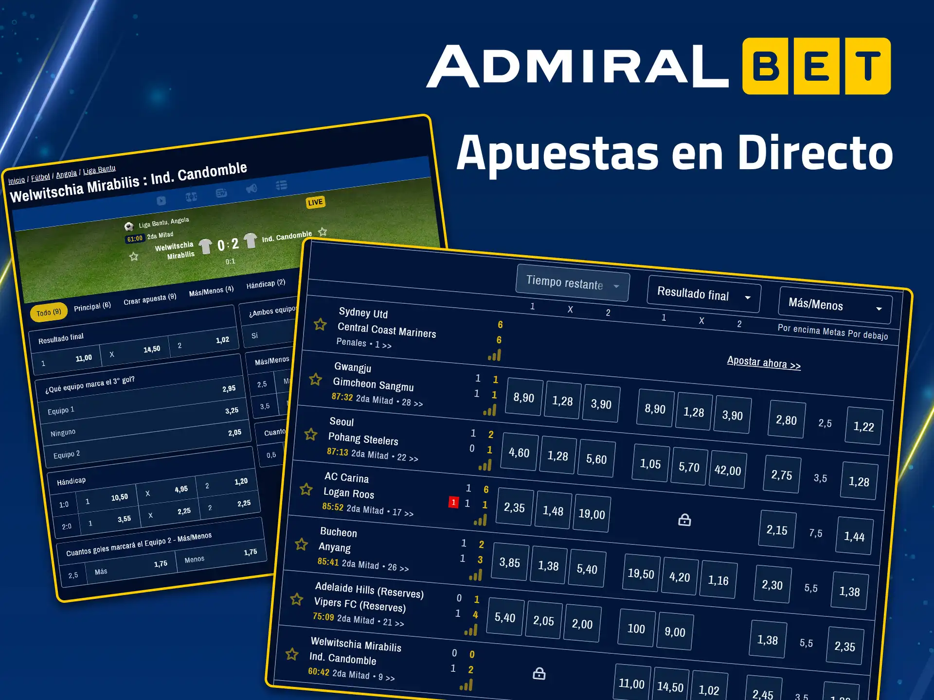 Siga las cuotas en tiempo real con las apuestas en directo en AdmiralBet.