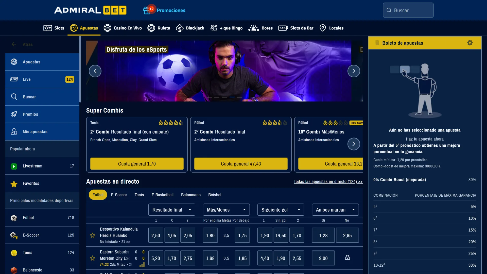 Apuesta por los partidos más populares en AdmiralBet.