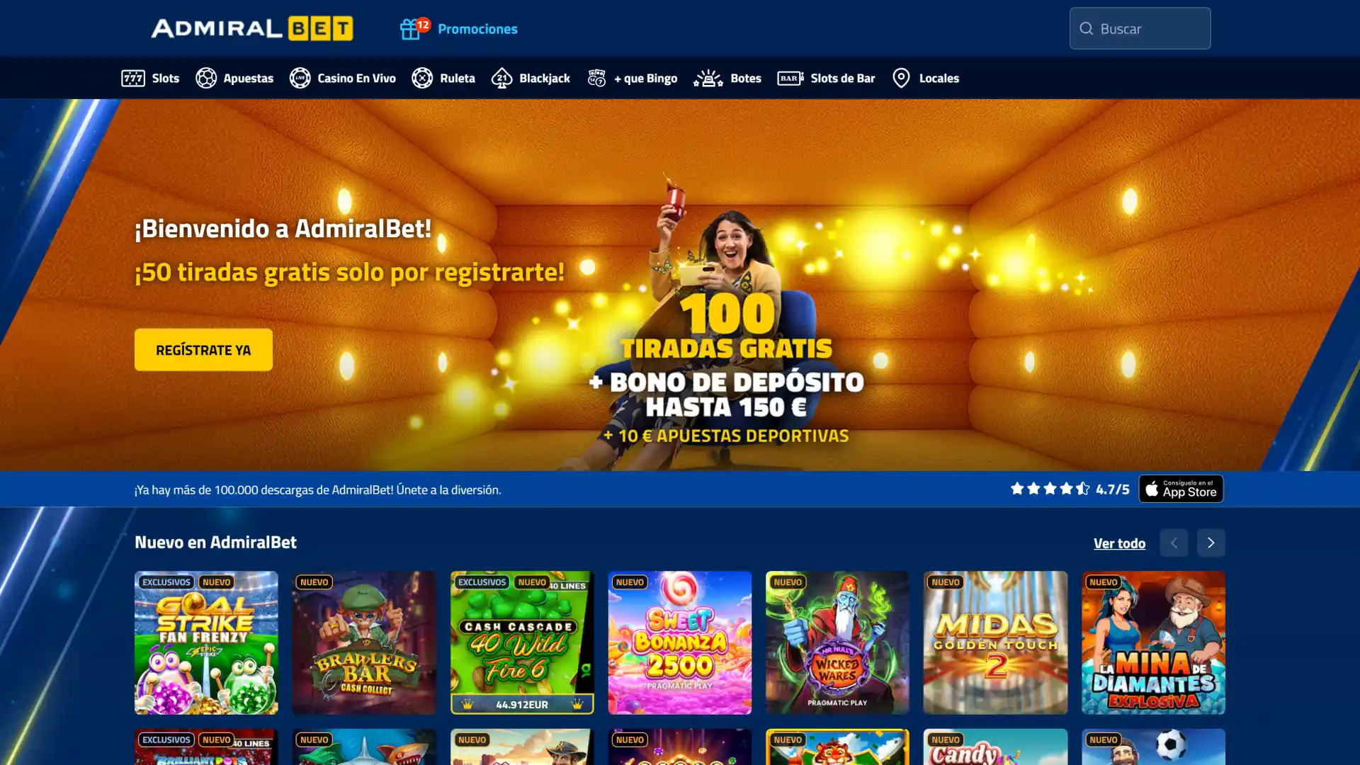 Juega a los mejores juegos y haz apuestas deportivas en AdmiralBet.