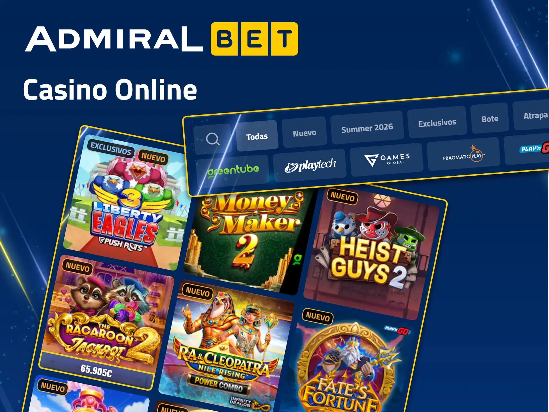 Pruebe una amplia oferta de juegos en el casino online de AdmiralBet.