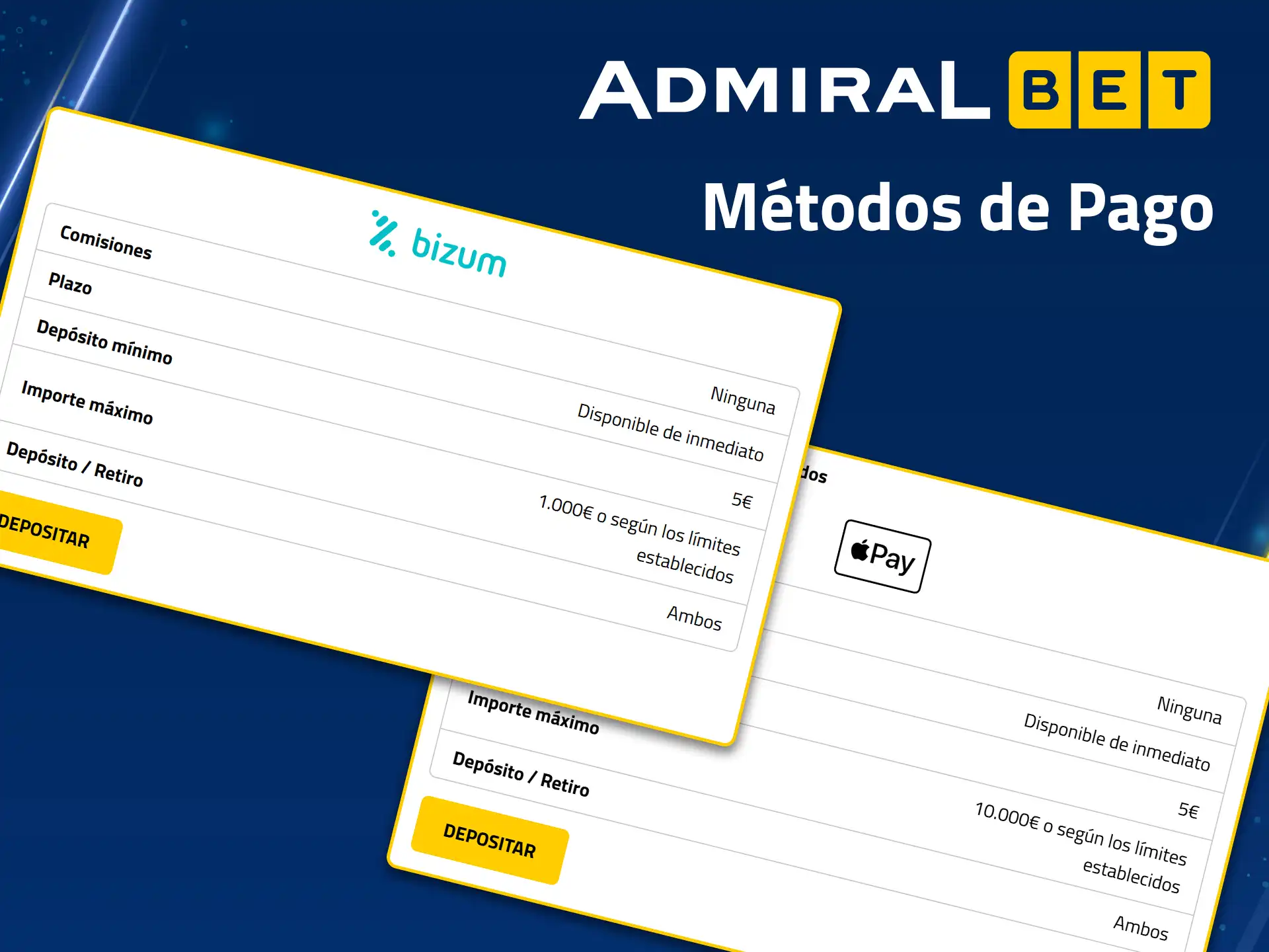 Realiza depósitos y retira fondos mediante los cómodos métodos de pago disponibles en AdmiralBet.