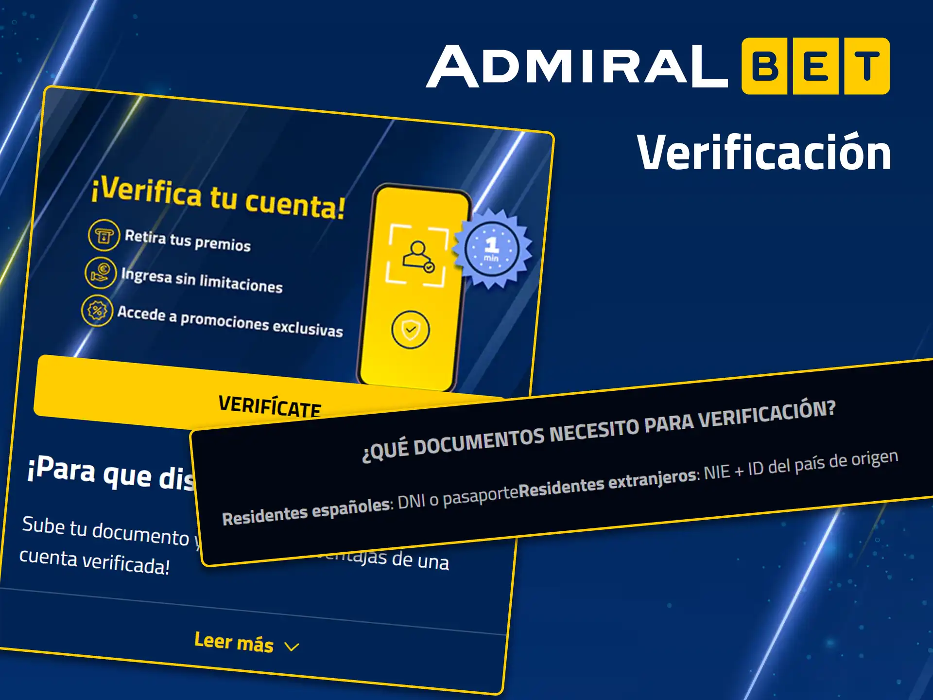 Adjunte sus documentos de identidad para la verificación de cuenta en AdmiralBet.